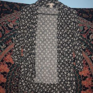 quarter length black and white cardigan